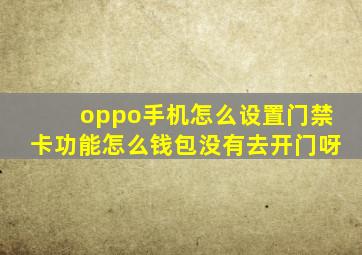 oppo手机怎么设置门禁卡功能怎么钱包没有去开门呀