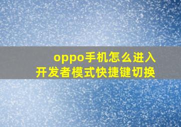 oppo手机怎么进入开发者模式快捷键切换