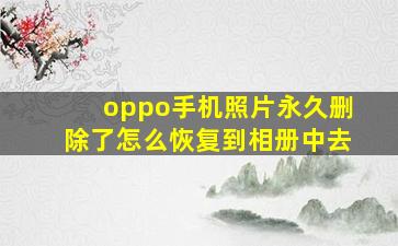 oppo手机照片永久删除了怎么恢复到相册中去