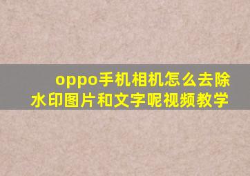 oppo手机相机怎么去除水印图片和文字呢视频教学