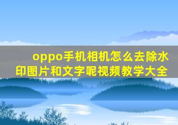 oppo手机相机怎么去除水印图片和文字呢视频教学大全