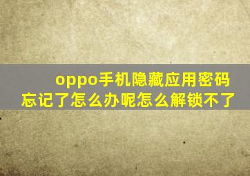 oppo手机隐藏应用密码忘记了怎么办呢怎么解锁不了