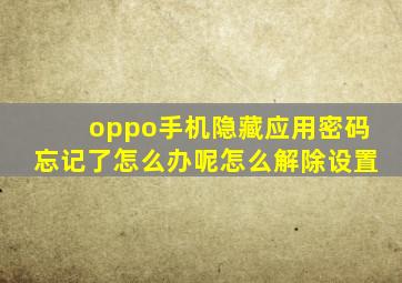 oppo手机隐藏应用密码忘记了怎么办呢怎么解除设置