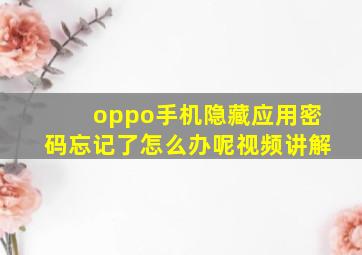 oppo手机隐藏应用密码忘记了怎么办呢视频讲解