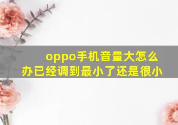 oppo手机音量大怎么办已经调到最小了还是很小