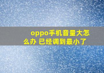 oppo手机音量大怎么办 已经调到最小了