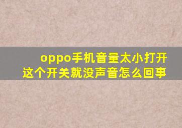 oppo手机音量太小打开这个开关就没声音怎么回事