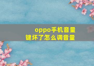 oppo手机音量键坏了怎么调音量