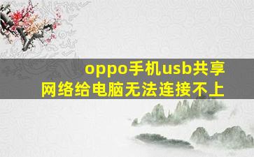 oppo手机usb共享网络给电脑无法连接不上