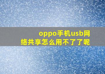 oppo手机usb网络共享怎么用不了了呢