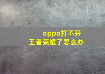 oppo打不开王者荣耀了怎么办