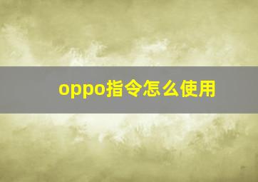 oppo指令怎么使用