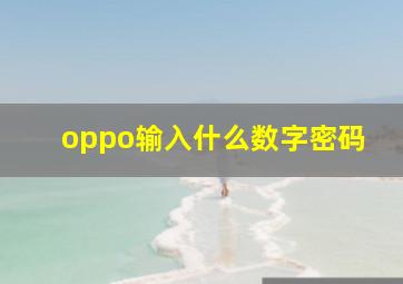 oppo输入什么数字密码