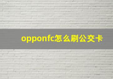 opponfc怎么刷公交卡