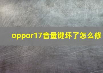 oppor17音量键坏了怎么修