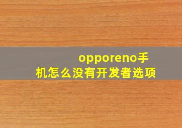 opporeno手机怎么没有开发者选项