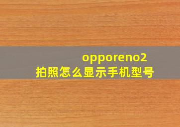 opporeno2拍照怎么显示手机型号