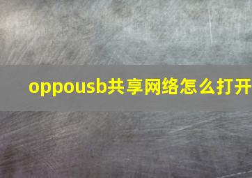 oppousb共享网络怎么打开