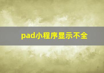 pad小程序显示不全