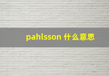 pahlsson 什么意思