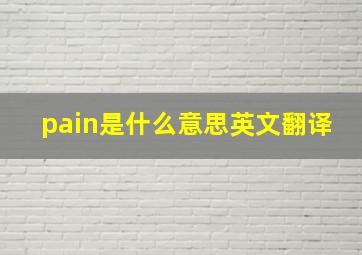 pain是什么意思英文翻译