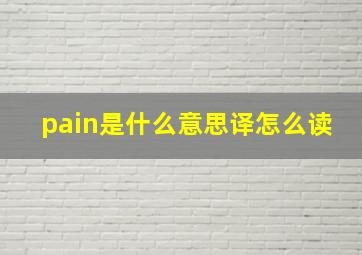 pain是什么意思译怎么读