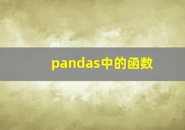 pandas中的函数