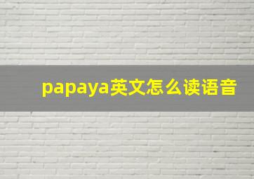 papaya英文怎么读语音