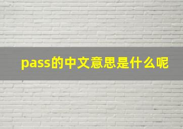 pass的中文意思是什么呢