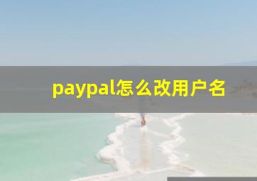 paypal怎么改用户名