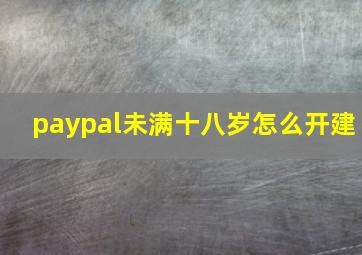 paypal未满十八岁怎么开建