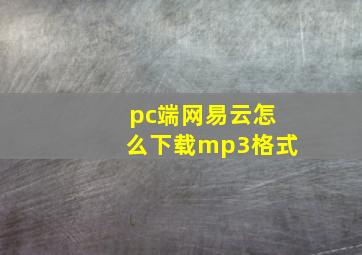 pc端网易云怎么下载mp3格式