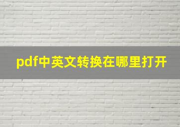 pdf中英文转换在哪里打开