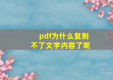 pdf为什么复制不了文字内容了呢