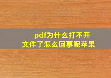 pdf为什么打不开文件了怎么回事呢苹果