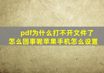 pdf为什么打不开文件了怎么回事呢苹果手机怎么设置