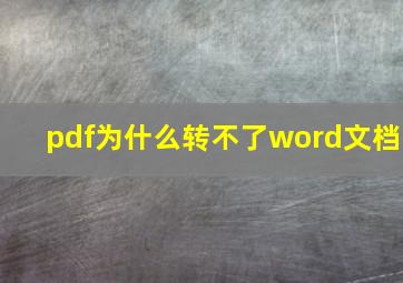 pdf为什么转不了word文档