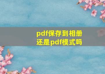 pdf保存到相册还是pdf模式吗