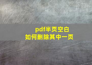 pdf半页空白如何删除其中一页