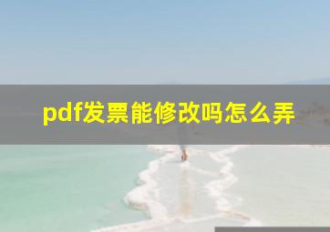 pdf发票能修改吗怎么弄