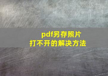 pdf另存照片打不开的解决方法