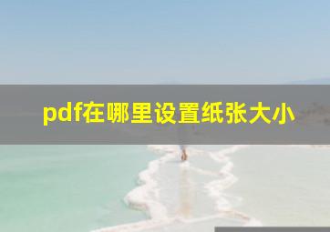 pdf在哪里设置纸张大小