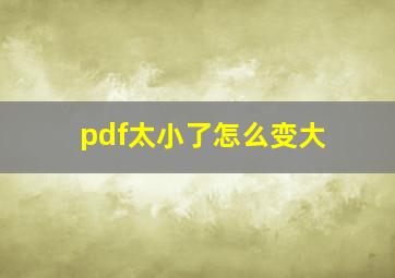 pdf太小了怎么变大