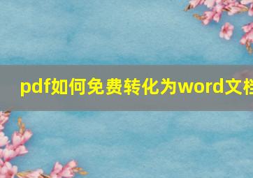 pdf如何免费转化为word文档