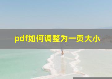 pdf如何调整为一页大小