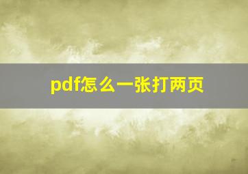 pdf怎么一张打两页