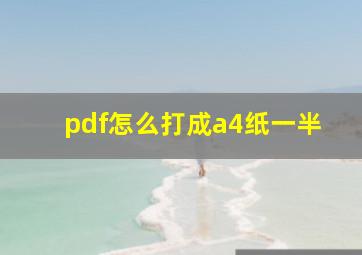 pdf怎么打成a4纸一半