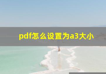 pdf怎么设置为a3大小