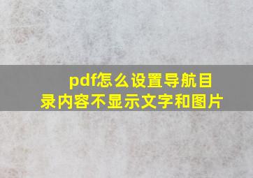 pdf怎么设置导航目录内容不显示文字和图片