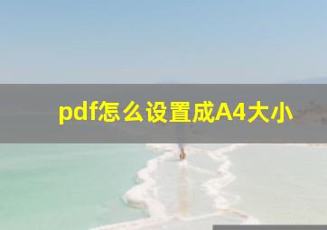 pdf怎么设置成A4大小